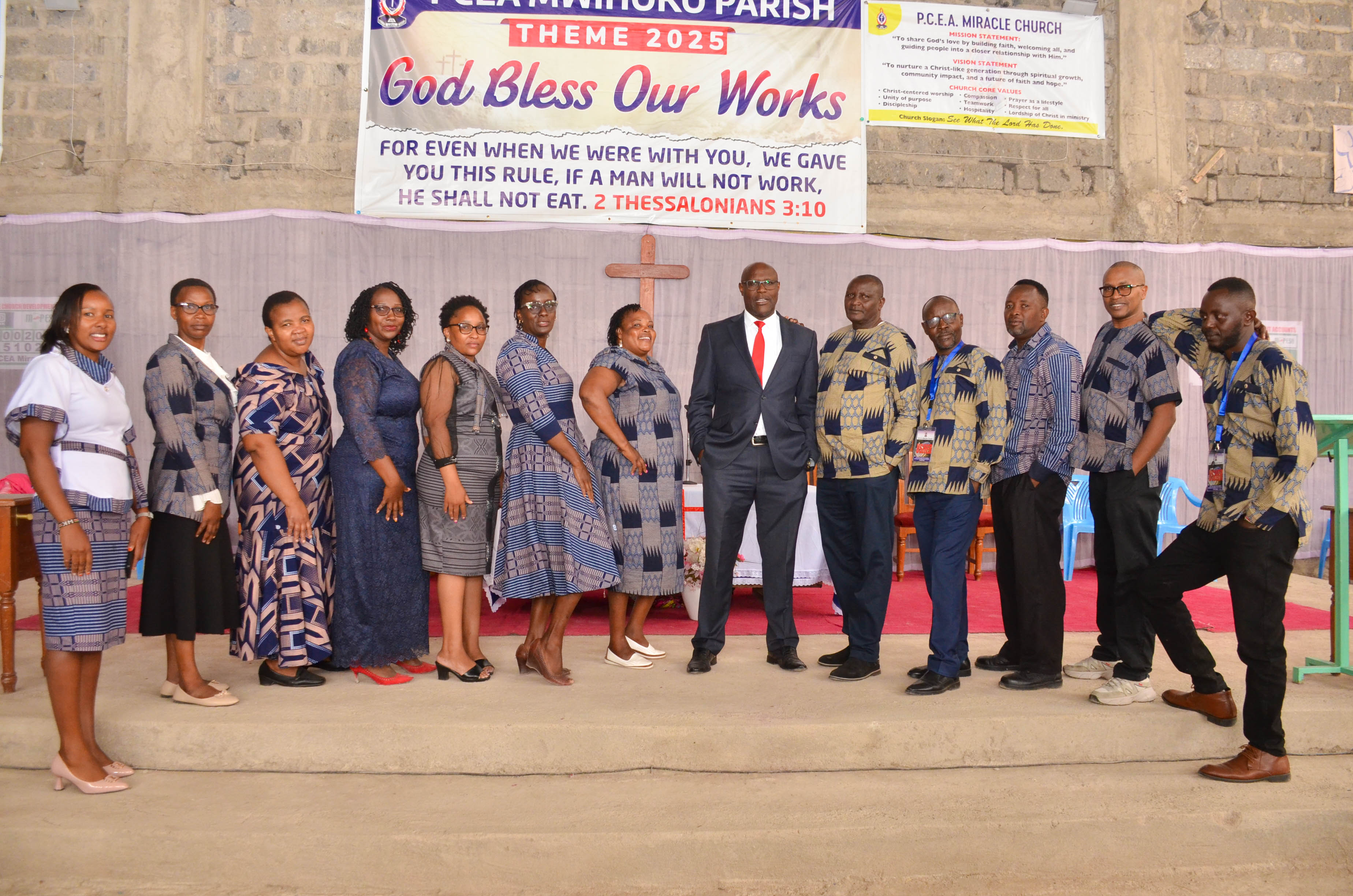 Congregation praying